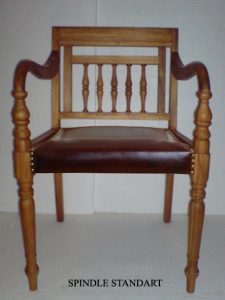 Custom Wood Furniture Wholesale - Batavia Arm Chair with Leather Seat